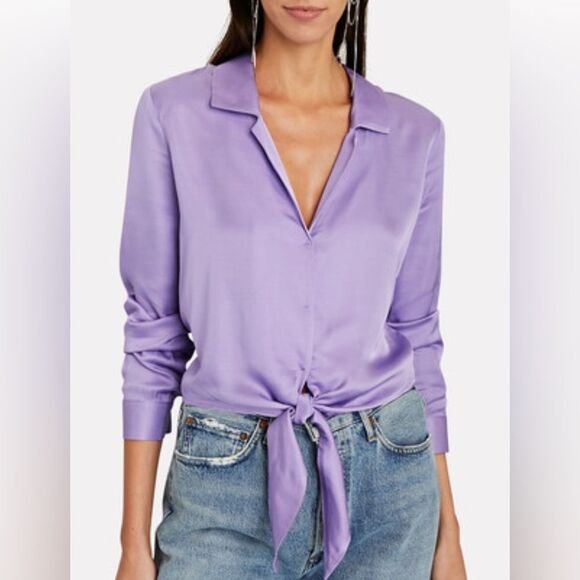 L'AGENCE  Annie tie front Blouse in LAVENDER. XXL NWT - Picture 1 of 12